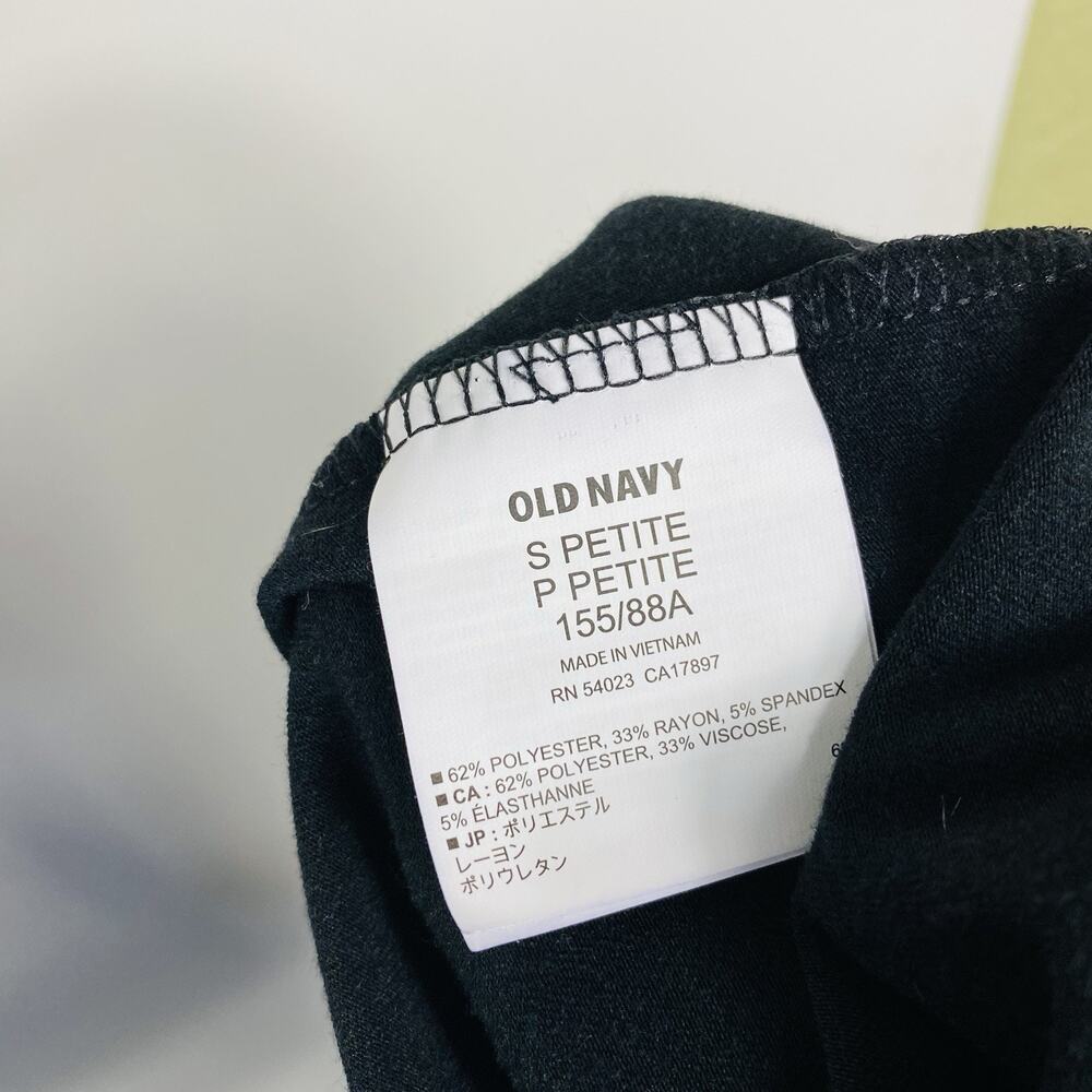 Old Navy Wrap Dress Small Petite Black Tie Waist Cap Sleeve Stretch - Picture 7 of 8